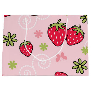 Strawberry pattern large gift bag