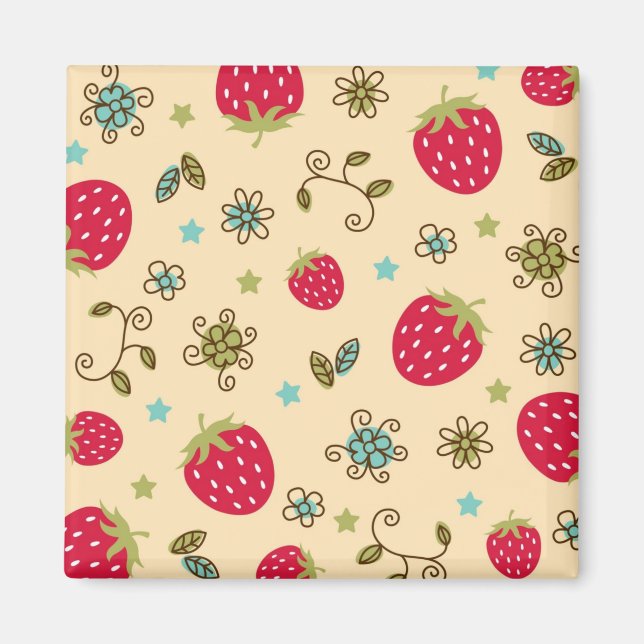 Strawberry pattern magnet (Front)