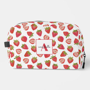 Strawberry pattern monogram first name dopp kit