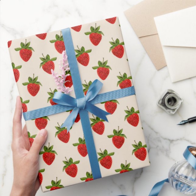 Strawberry Pattern on Beige Wrapping Paper (Creator Uploaded)