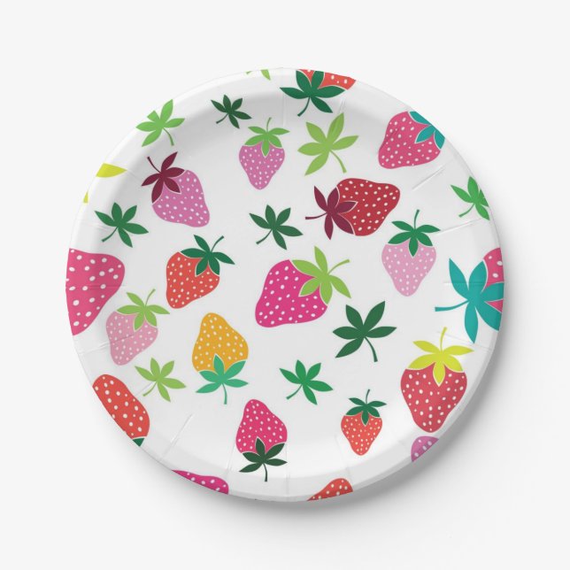 Strawberry pattern paper plate (Front)