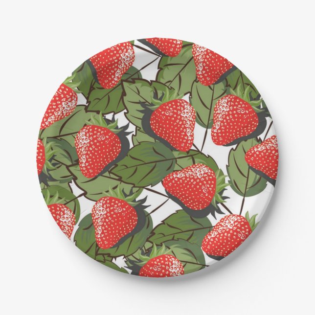 Strawberry pattern paper plate (Front)