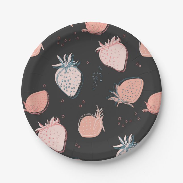 Strawberry pattern paper plate (Front)