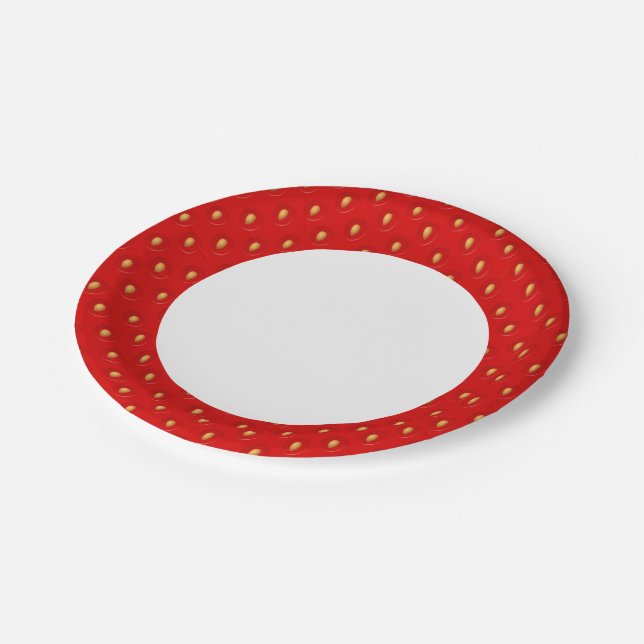 Strawberry Pattern Paper Plate (Angled)