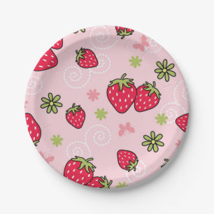 Strawberry pattern paper plate