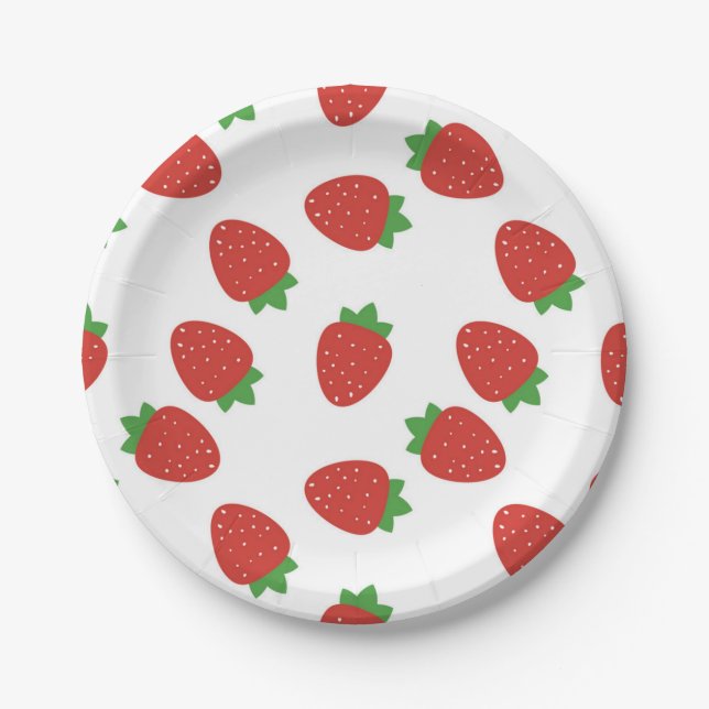 Strawberry pattern paper plate (Front)