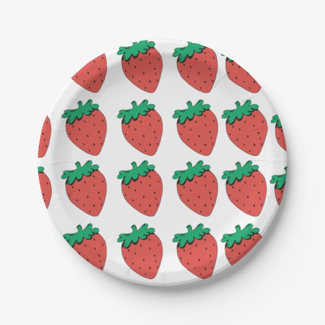 Strawberry Pattern Paper Plate (Front)