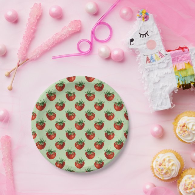 Strawberry Pattern Paper Plate (Party)