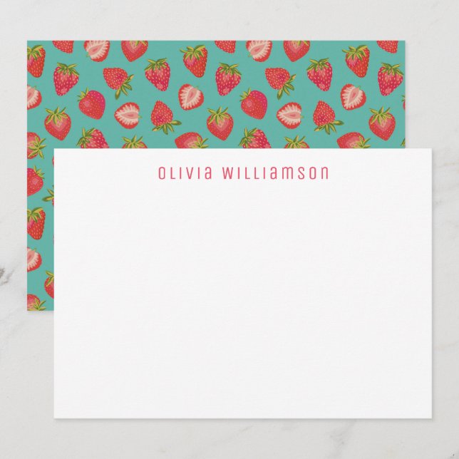 Strawberry pattern Personalised name Card (Front/Back)