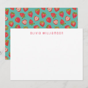 Strawberry pattern Personalised name Card