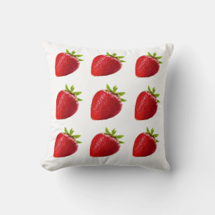strawberry pattern pillow, red and white cushion