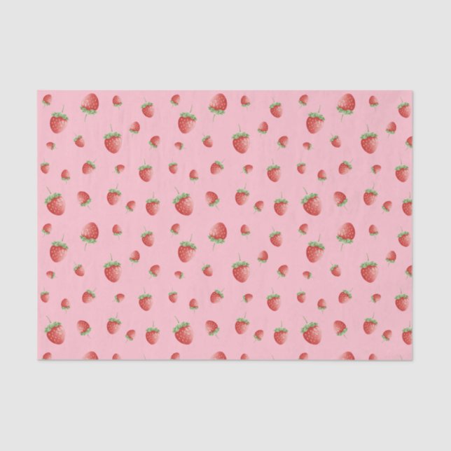 Strawberry Pattern Pink Tissue Paper (Front)