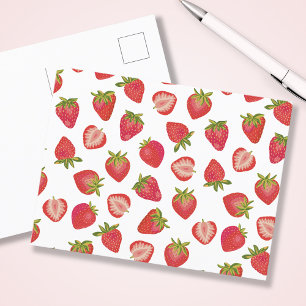 Strawberry pattern postcard