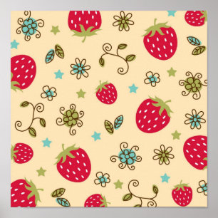 Strawberry pattern poster