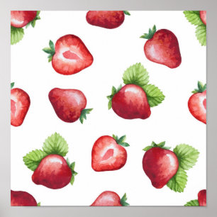 Strawberry pattern poster