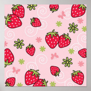 Strawberry pattern poster