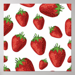 Strawberry pattern poster