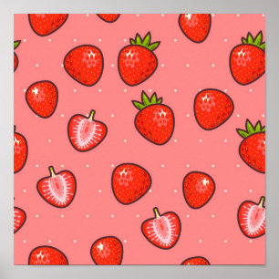 Strawberry pattern poster