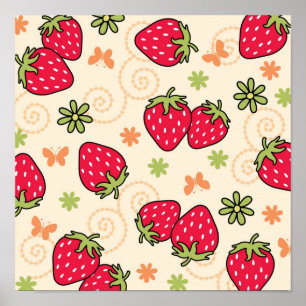 Strawberry pattern poster