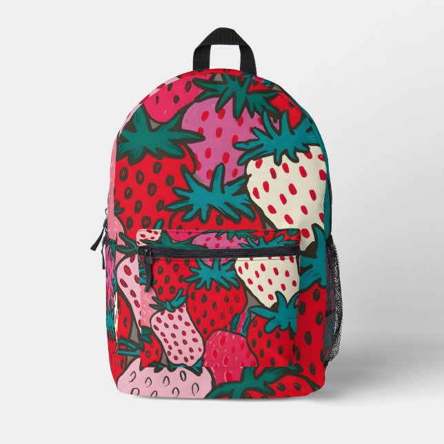 Strawberry pattern printed backpack (Front)