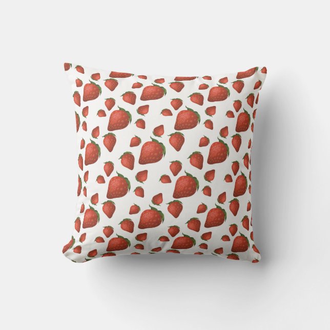 Strawberry Pattern Red Fruit Throw Pillow (Front)