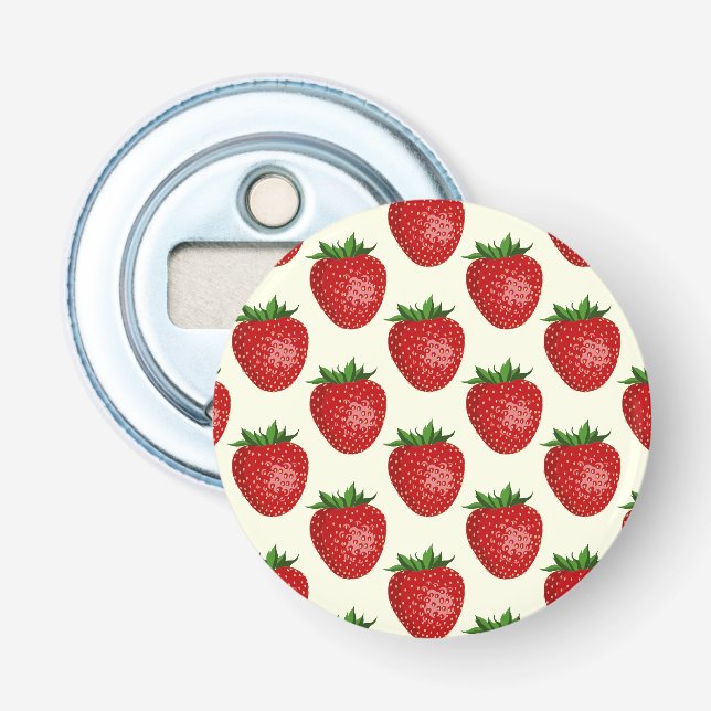 Strawberry Pattern, Red Strawberries, Fruit, Leaf Bottle Opener (Front)