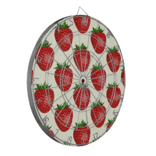 Strawberry Pattern, Red Strawberries, Fruit, Leaf Dartboard