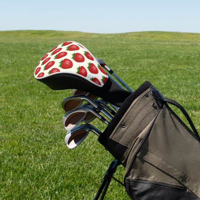 Strawberry Pattern, Red Strawberries, Fruit, Leaf Golf Head Cover (In Situ)