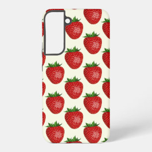 Strawberry Pattern, Red Strawberries, Fruit, Leaf Samsung Galaxy Case