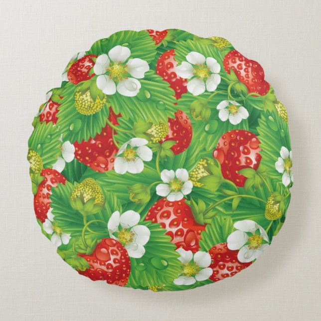 Strawberry pattern round cushion (Front)