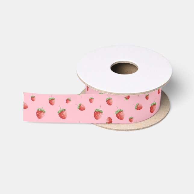 Strawberry Pattern Satin Ribbon (Spool)