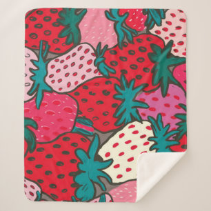 Strawberry Pattern Sherpa Blanket