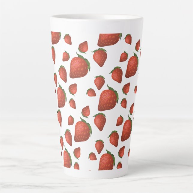 Strawberry Pattern Simple Latte Mug (Front)