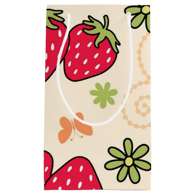 Strawberry pattern small gift bag (Front)