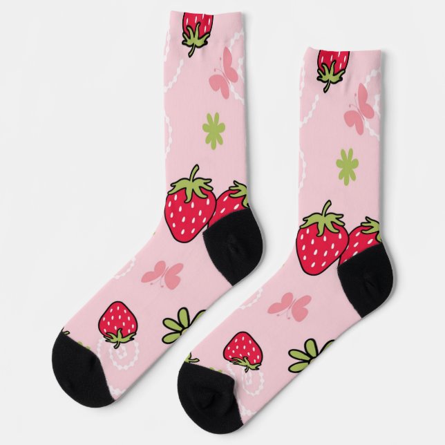 Strawberry pattern socks (Left)