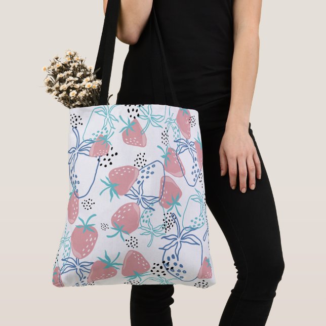 ٍStrawberry Pattern Tote Bag (Close Up)