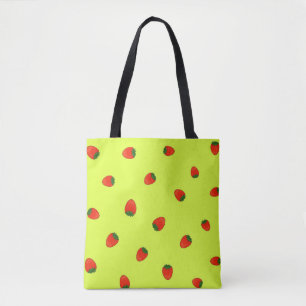 Strawberry pattern tote bag
