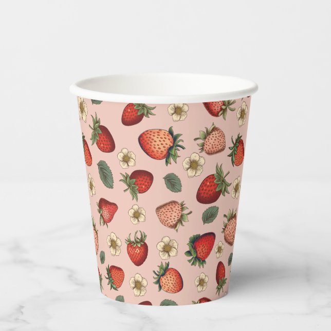 Strawberry Pattern Vintage  Paper Cups (Front)