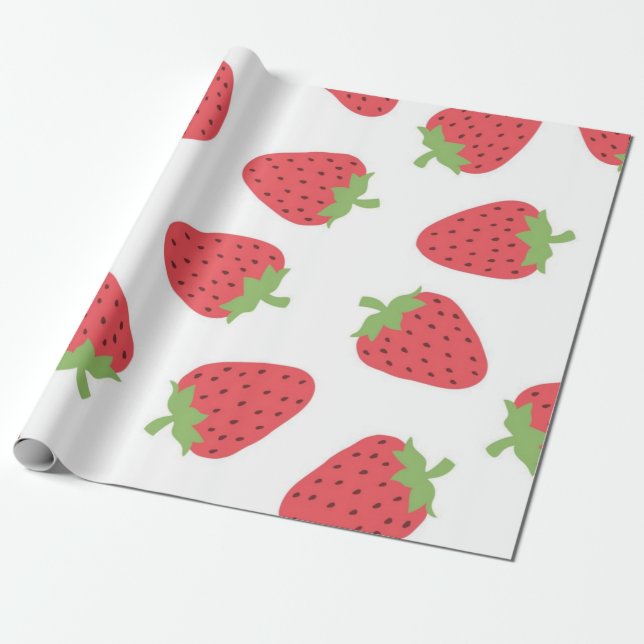 Strawberry pattern wrapping paper (Unrolled)