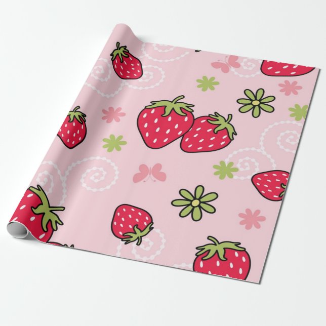 Strawberry pattern wrapping paper (Unrolled)