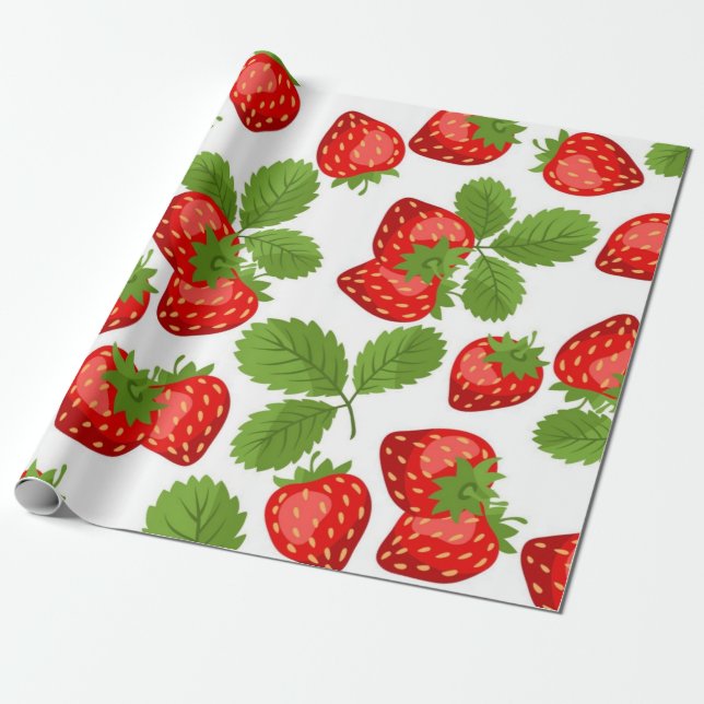Strawberry pattern wrapping paper (Unrolled)