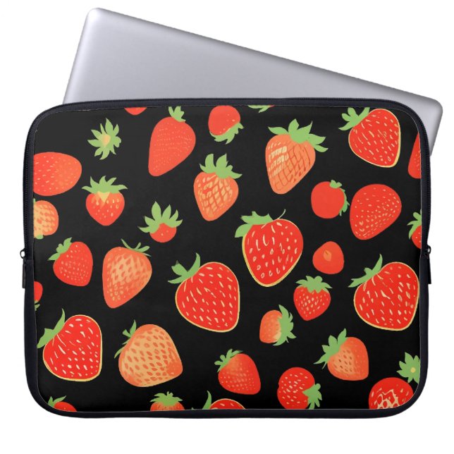 Strawberry patterns laptop sleeve (Front)