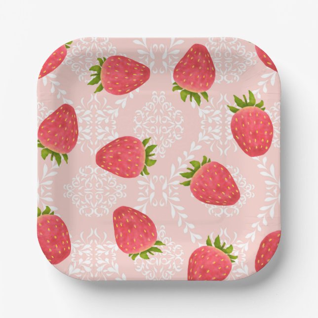 Strawberry Peach Paper Plate (Front)