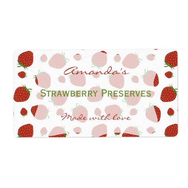 Strawberry Personalised Canning Label (Front)