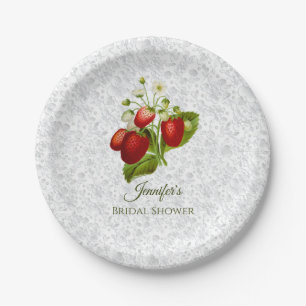 Strawberry Personalised Lace Look Paper Plates 