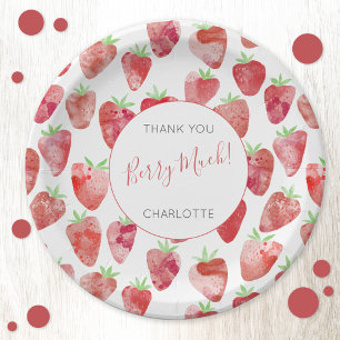 Strawberry Personalised Paper Plate