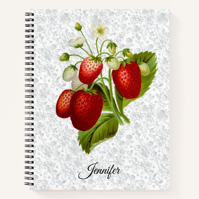 Strawberry Personalised Spiral Notebook (Front)