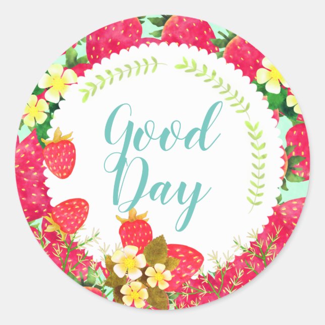 Strawberry. Personalised. White.  Classic Round Sticker (Front)