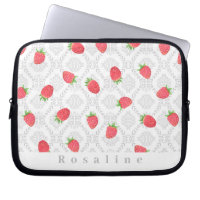 Strawberry Personalised White Electronics Bag