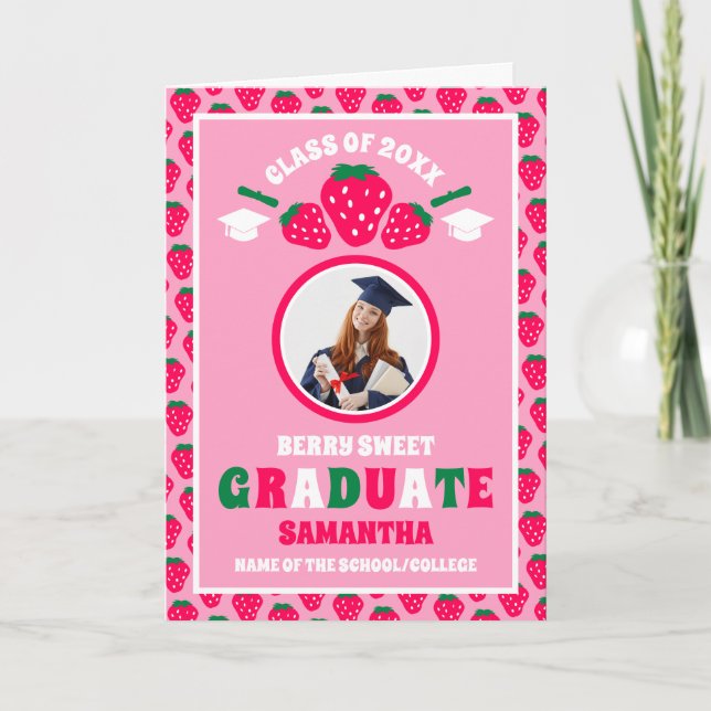 Strawberry Photo Graduation Card (Front)